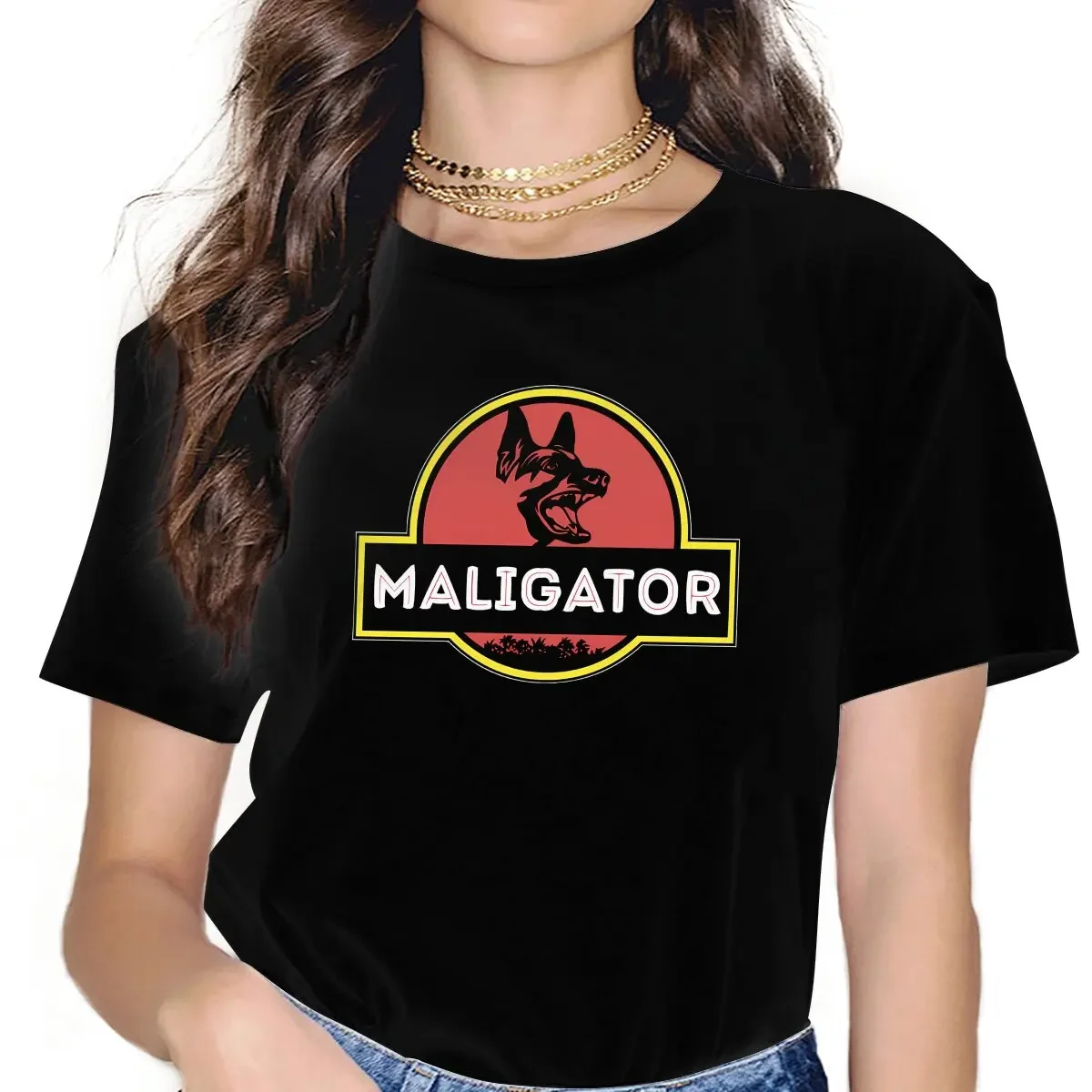 Malinois Dog Maligator Belgian T Shirt Vintage Fashion Women's Polyester Tshirt O-Neck