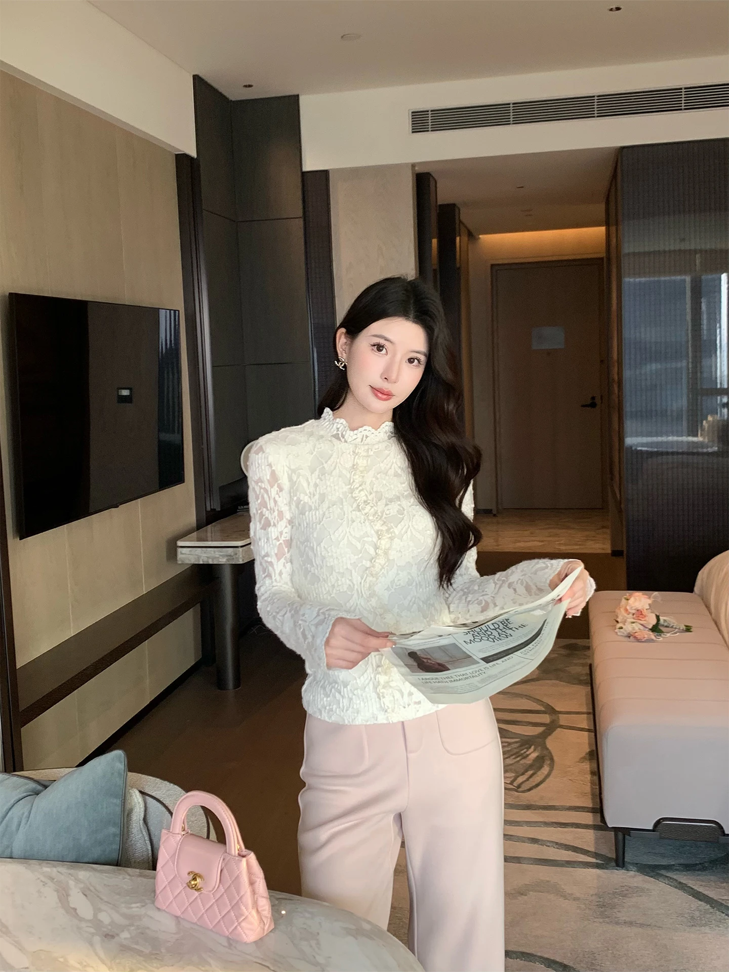 

Kun Total Women's Slim Fit Lace irt Winter Floing Inner Wear Base Top Ele Sle Polyester Fiber Long Sve Casual irt