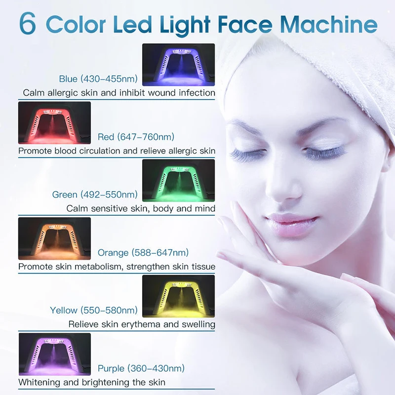 Instrumento de beleza para fotorrejuvenescimento, led de 7 cores, pdt com tratamento em spray, máscara facial, endurecimento, remoção de acne, salão de beleza