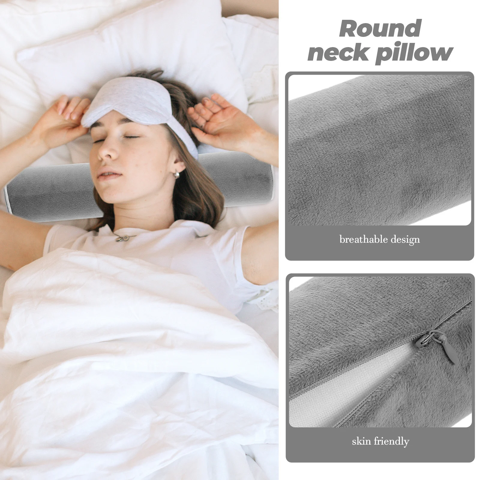 

Cylindrical Neck Pillow for Cervical Support Round Roll Pillow Back Lumbar Pain Relief Sleeping Aid Home Office Use