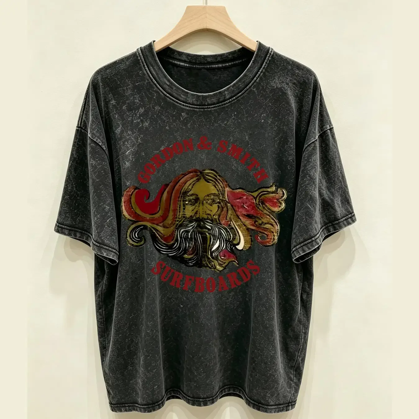 washed T Shirt Vintage 70s Gordon Smith Surfboards Pocket Size Large G S Surf vintage Washed Breathable homme graphic