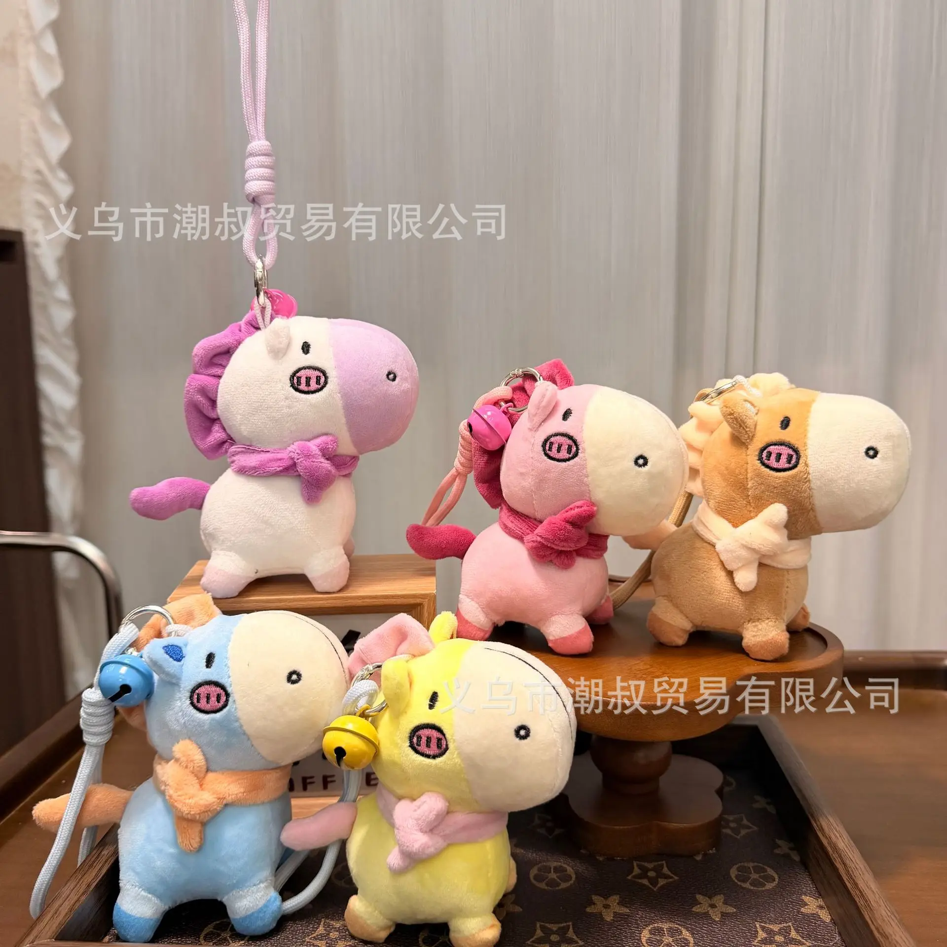 

New Year of the Horse themed plush keychain toy backpack, trailer mascot decoration, horse figurine pendant