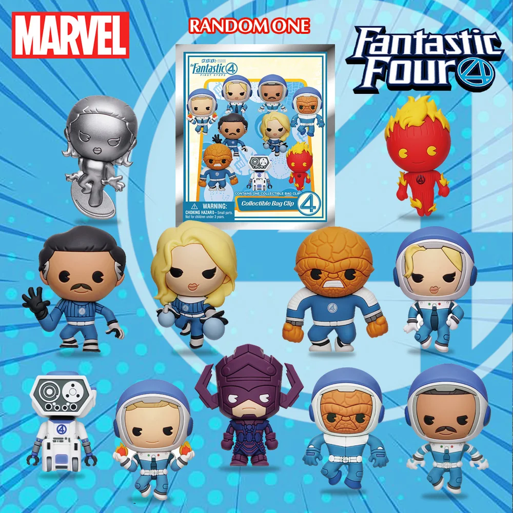 Fantastic Four Officially Licensed Blind Box Reed Sue Thing Johnny Herbie Collectible PVC Keychain Mystery Gift 1Pc MARVEL