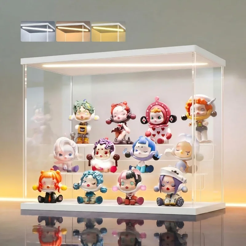 Acrylic Display Case LED Lighted, 2/3/4/5 Tiers Display Box for Collectibles and Action Figures, Clear Dustproof Organizer