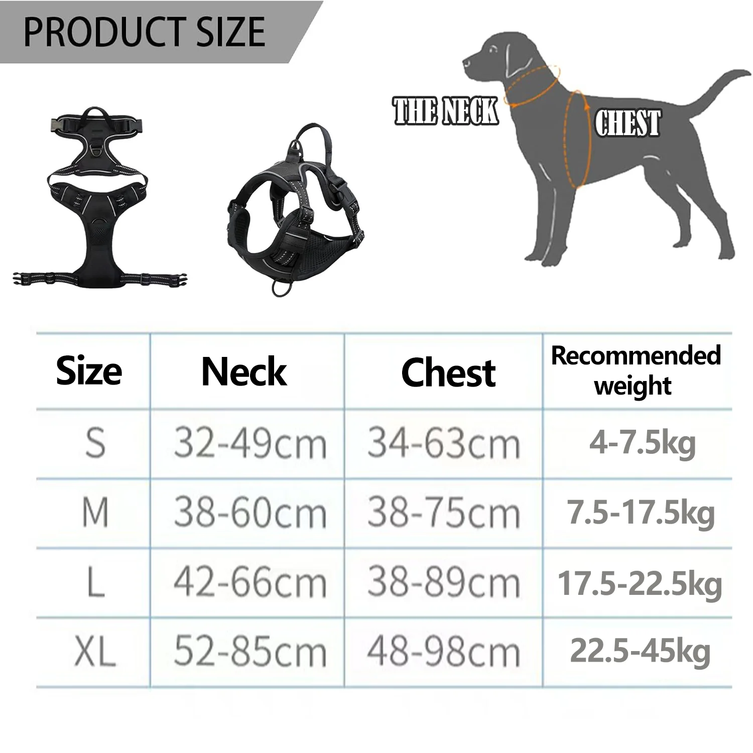 Dog Harness No Pull Adjustable Padded Vest With Reflective Tape_voghion.com