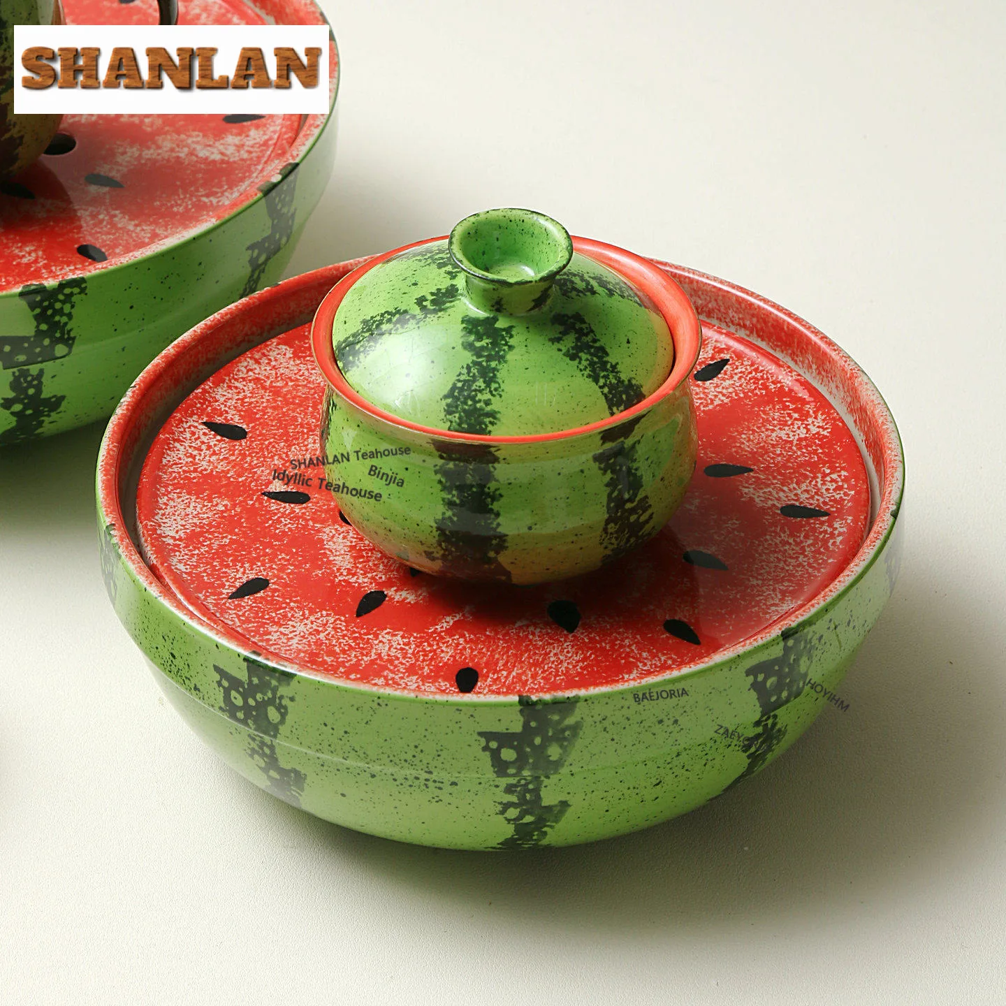 Hand-painted Watermelon Mellow And Full Jianshui Tea Cup Wash Tea Garbage Can Household Chaxi Teaware Equipment Collection Gifts