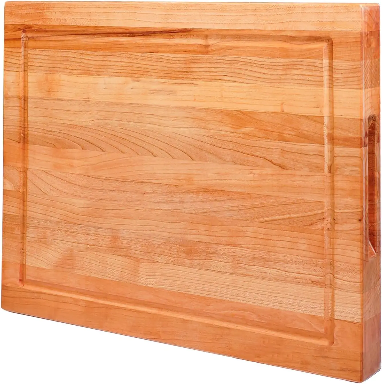 

Solid Cherry Wood Cutting Board for Kitchen, USA Grown Hardwood, 20 x 15, with Invisible Inner Handle, Prefinished with