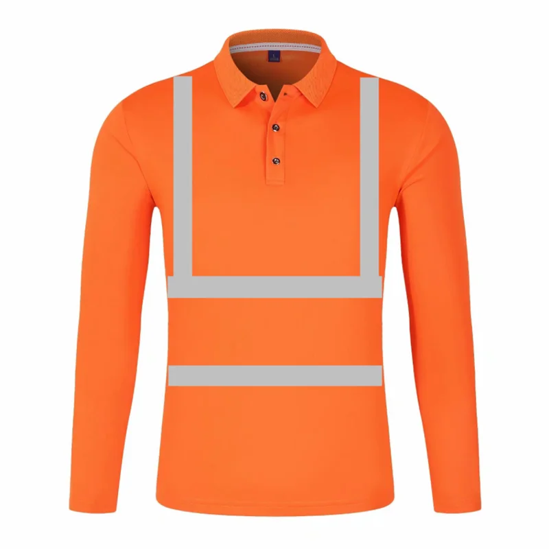 Hi Vis Safety Work Polo Shirt Reflective Construction Shirts for Men Women Quick Dry Long Sleeve Shirt Men Outdoor