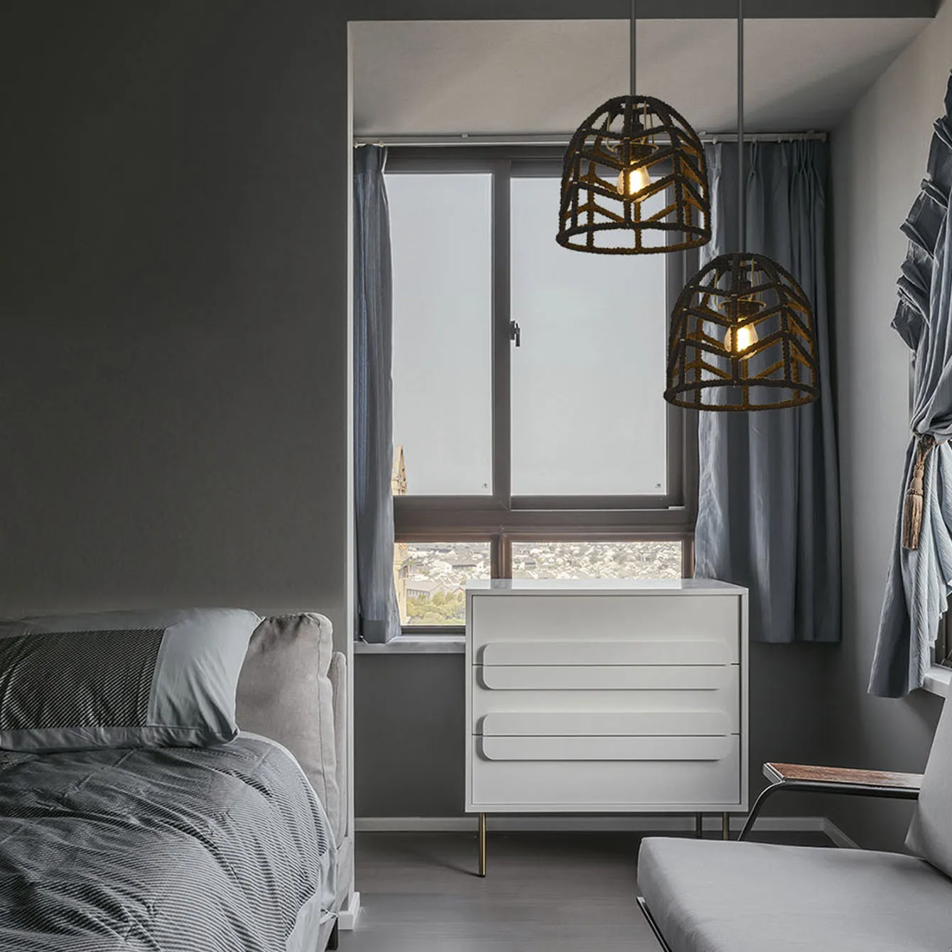 تركيب المصابيح ورقة اليدوية أنيقة الفنية الزخرفية قلادة مصباح المنسوجة الظل بوهو عاكس الضوء غطاء الإضاءة الإبداعية الفريدة