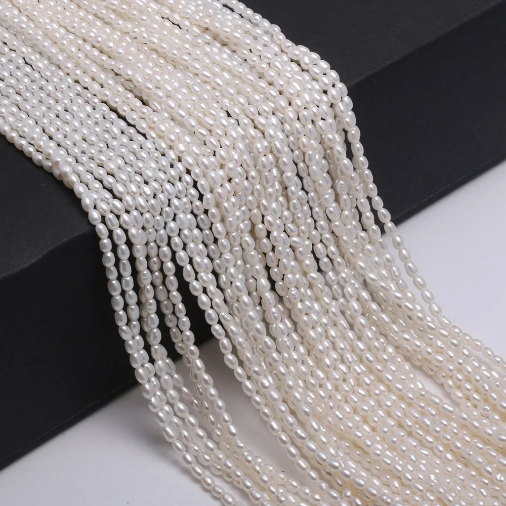 Natural Freshwater Pearl Beaded High Quality Rice Shape Punch Loose Beads for Make Jewelry DIY Bracelet Necklace Accessories