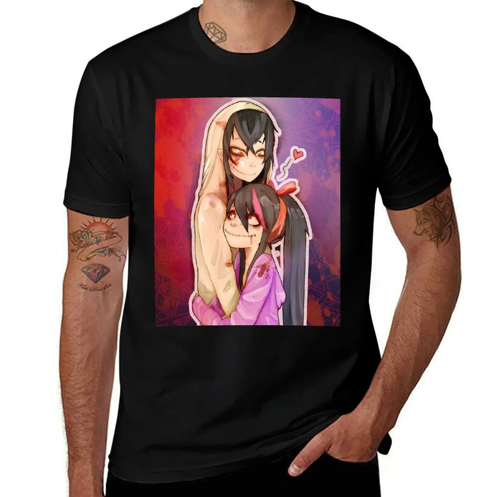 

Creepypasta: Jeff the killer andNina the killer T-Shirt t shirts cotton 100% t shirts for man cotton T-shirt