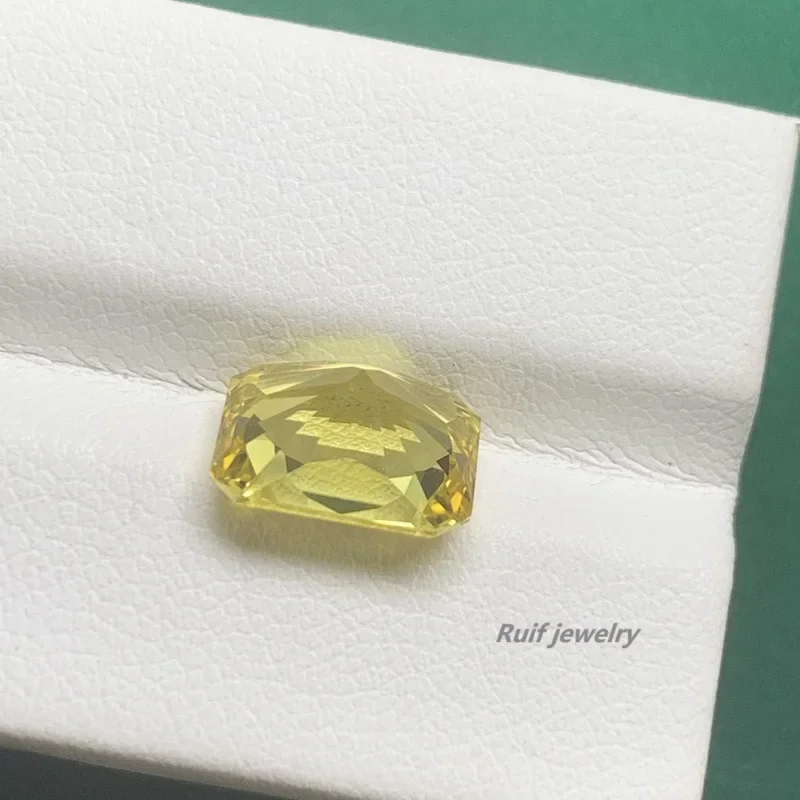 Ruif New Brilliant Radiant Cut Lab Create Yellow Sapphire Loose Stone Semi-Precious Stonefor Fine Jewelry Making