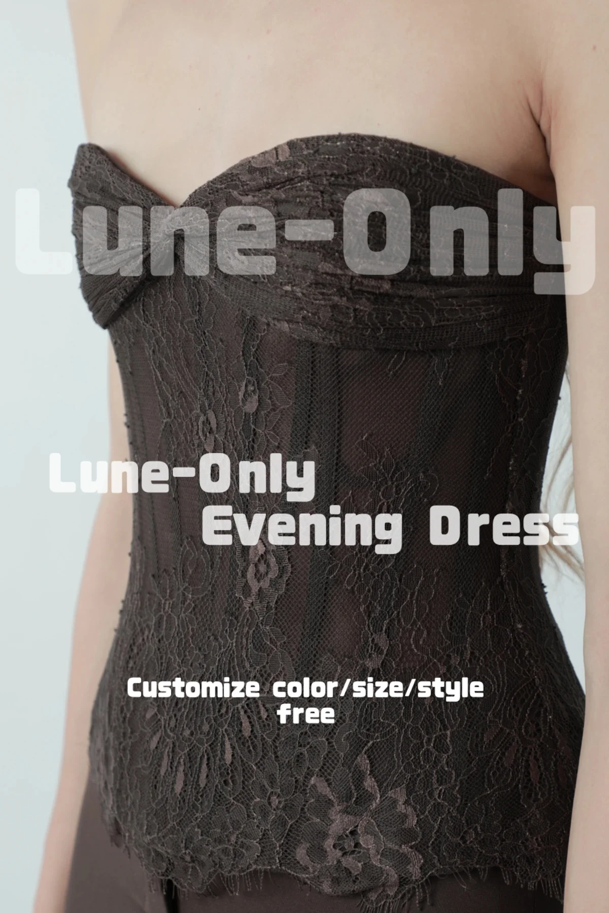 カスタマイズされたノースリーブブラウンレース2ピースセットイブニングドレスパンツスーツコルセットバックジッパーエレガントパーティードレスプロムフォーマルドレス