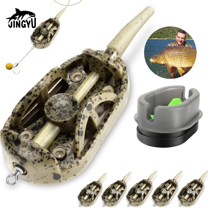 

JINGYU 2PCS Carp Fishing Feeder Kit - European Bait Holder, Sinker & Cage Feeder Rig Set with Self-Locking Tools | Fast Delivery