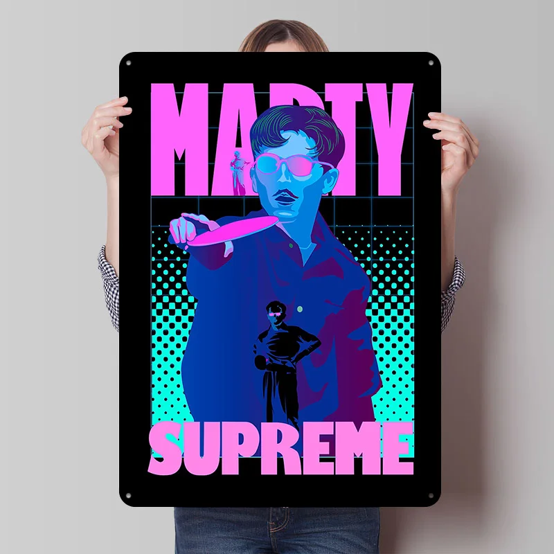 Marty Supreme Neon Art Tinplate Poster Custom Wall Art Vintage Metal Signs Retro Tin Plaque for Bedroom Decorations Desk Decor