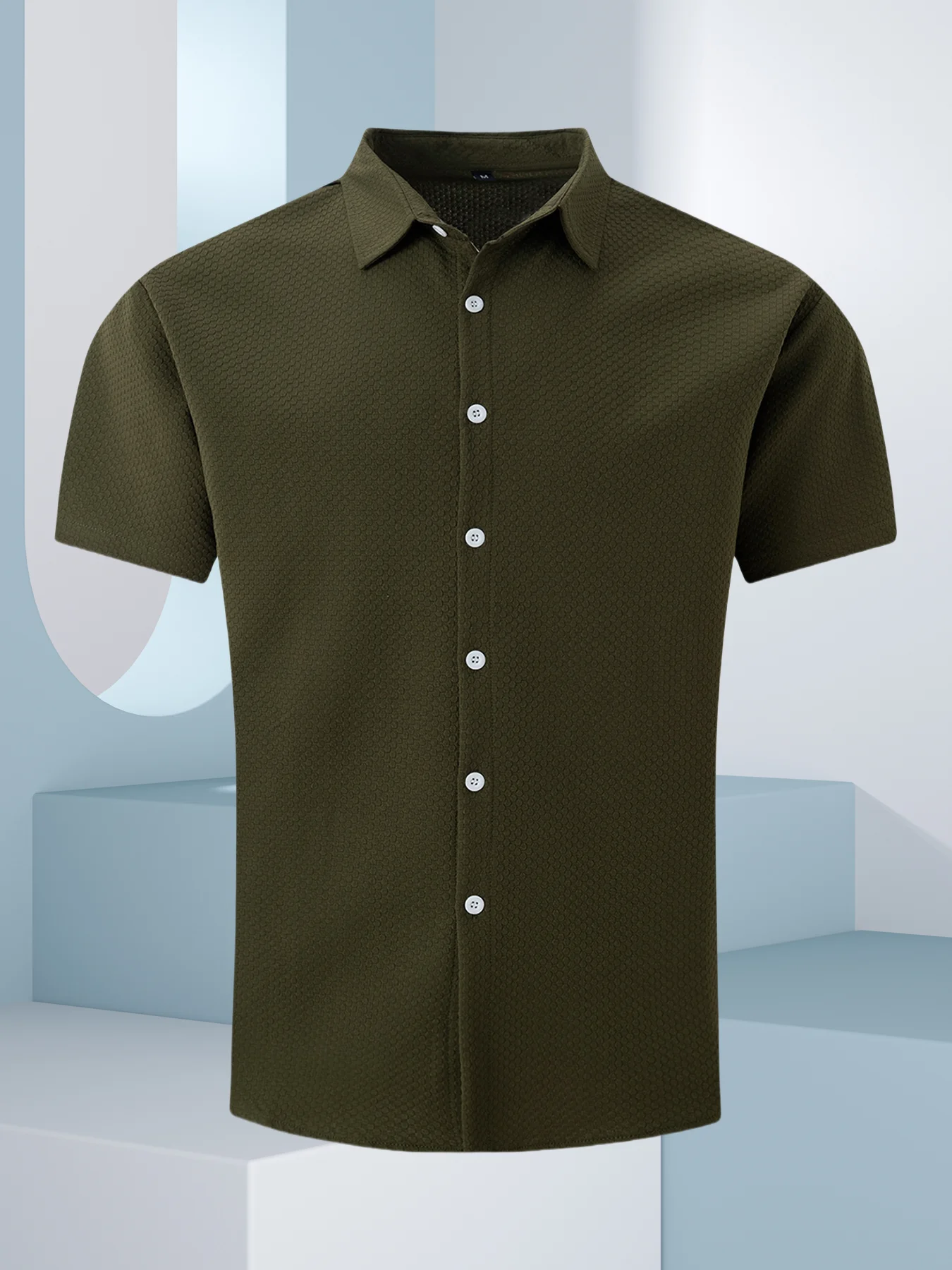 Cross-border new summer men's fashion short-sleeved shirt high quality solid color business casual single breasted top