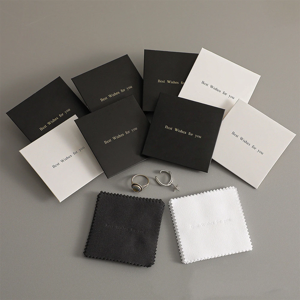 Custom LOGO 8x8cm Silver Polishing Cloth With 8.5x8.5cm Individual Packed Case Jewelry Cleaning Wiping Microfiber Suede Cloth