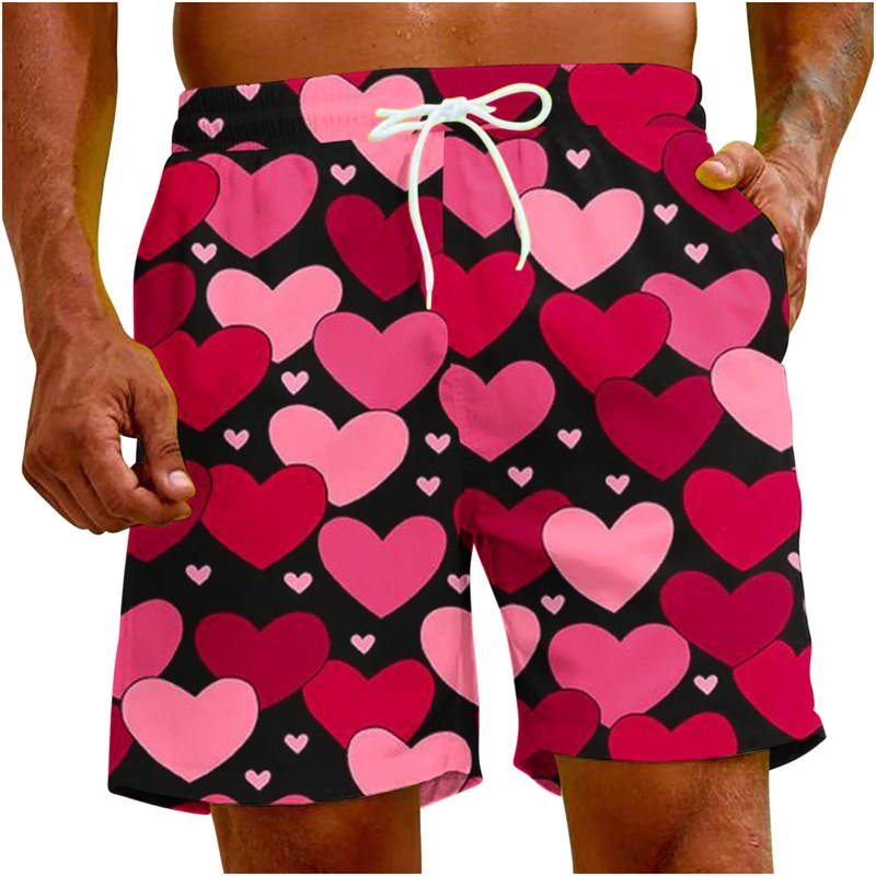 Street Hip Hop Love Print Harajuku Men Women Beach Shorts Sportswear Oversized Gym Quick Dry Trunks Ice Shorts Hawaii Swimsuit