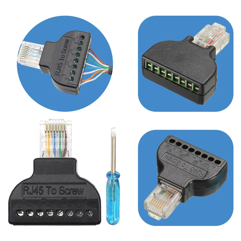 RJ45 Male To 8 Pin Terminal Connector Screw Adapter Block Cable BNC Plug Ethernet CCTV Digital Internet Plug