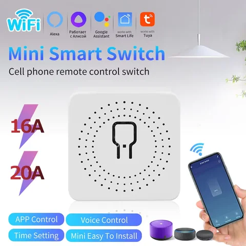 Tuya Smart WiFi Switch 16A 20A 433Mhz Receiver Breaker Smart Life App Remote Supports 2-way Control Works with Alexa Google Home