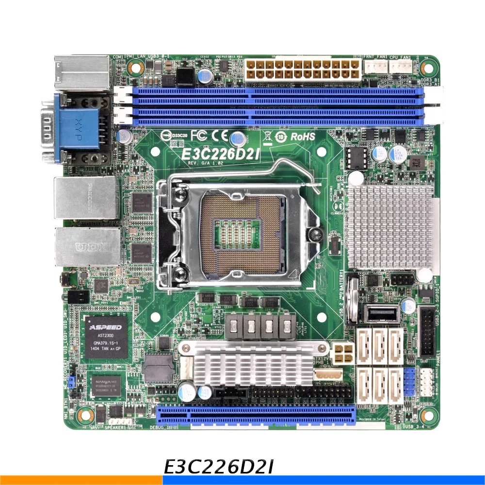 One-Way Server Motherboard For ASRock Rack E3C226D2I LGA1150 DDR3 Support E5-1600/1333 V3 V4 High Quality