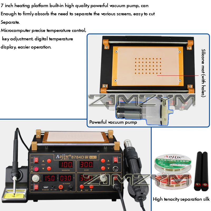 8784D 4 In 1 Rework Solder Hot Air Heat Gun Solder Station Electric Soldering iron IR Infrared Preheating Station