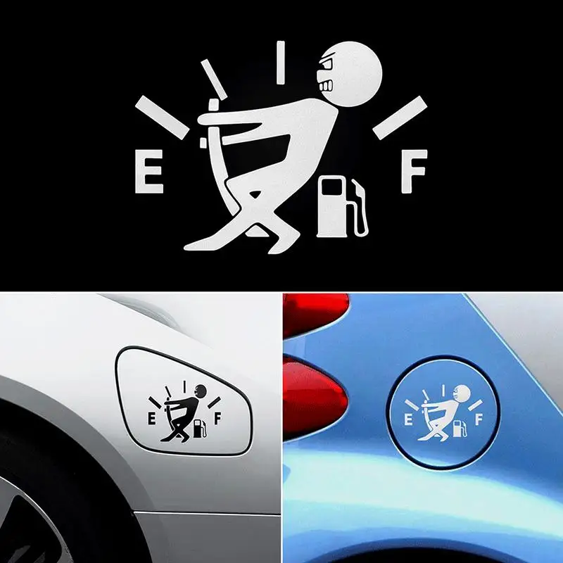 2Pcs Funny Car Sticker Pull Fuel Tank Pointer To Full Hellaflush Reflective Vinyl Car Sticker Decal Wholesale