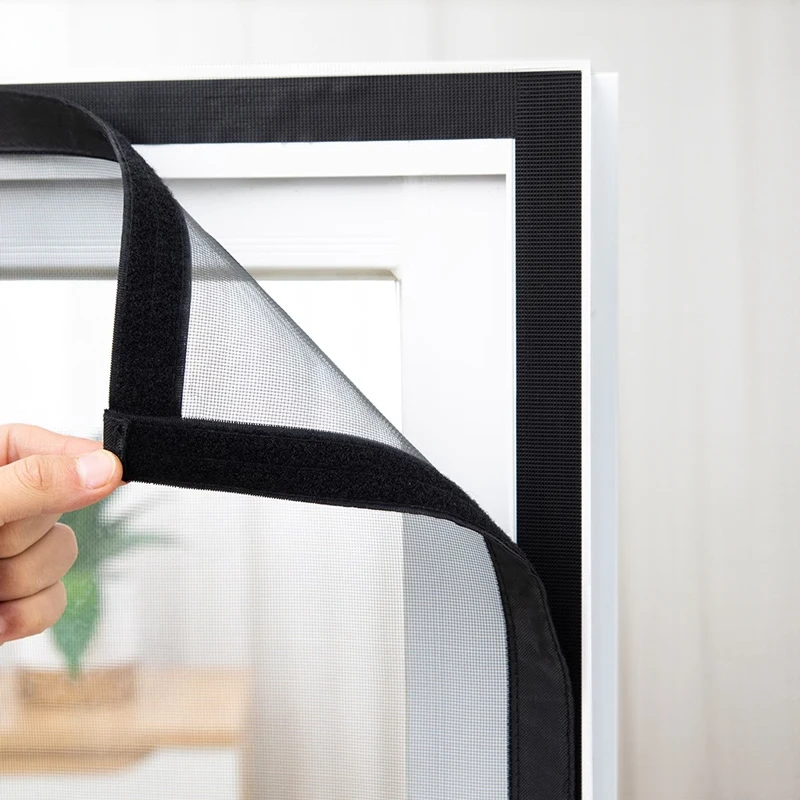 Gray Hook-and-Loop Screen – Durable, Reusable, Washable Mosquito and Bug Net, Suitable for Doors and Windows, Easy Installation