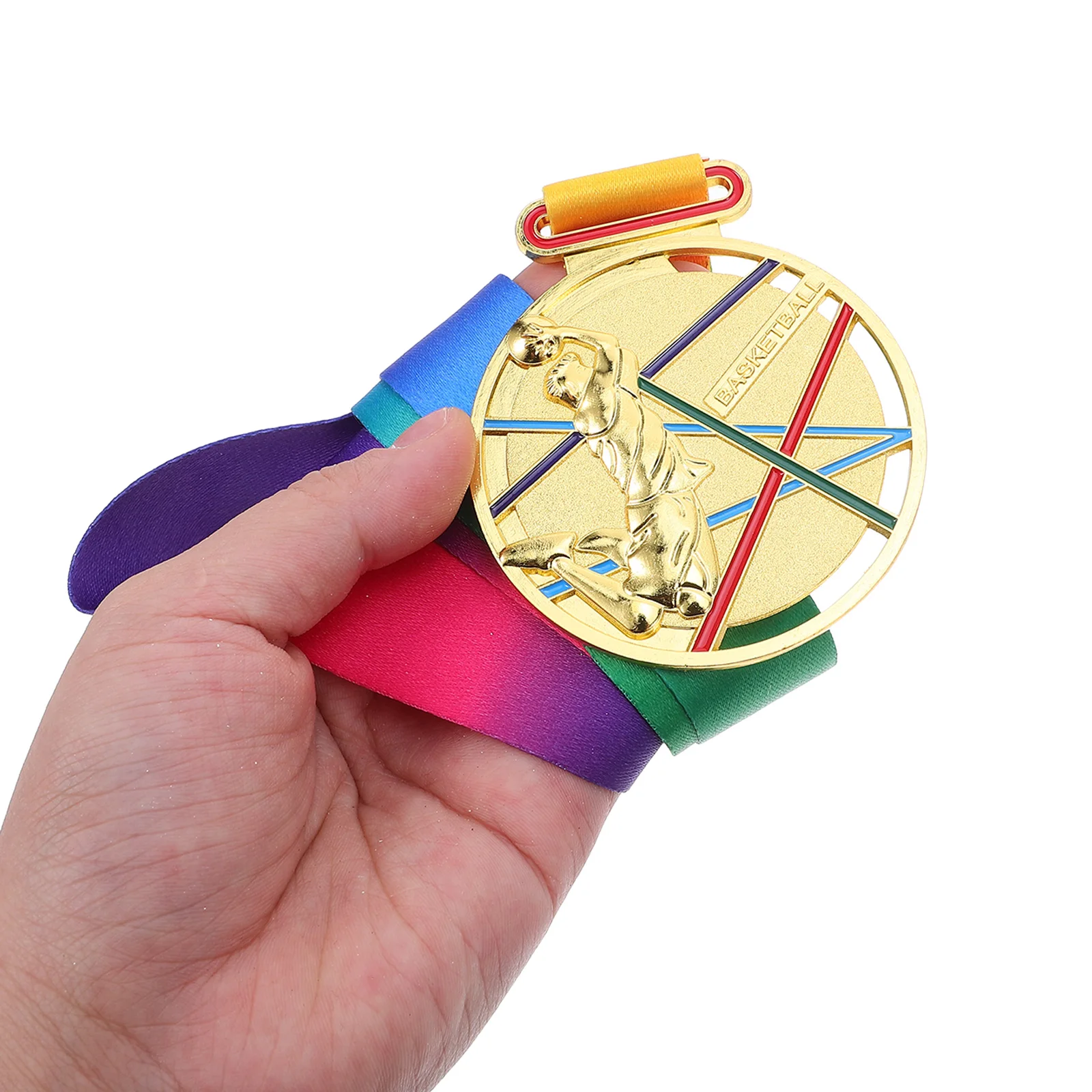 

3Pcs Basketball Winner Medals Zinc Alloy Gold Silver Bronze Neck Ribbon Sports Competition Awards Prize Themed Medal Set