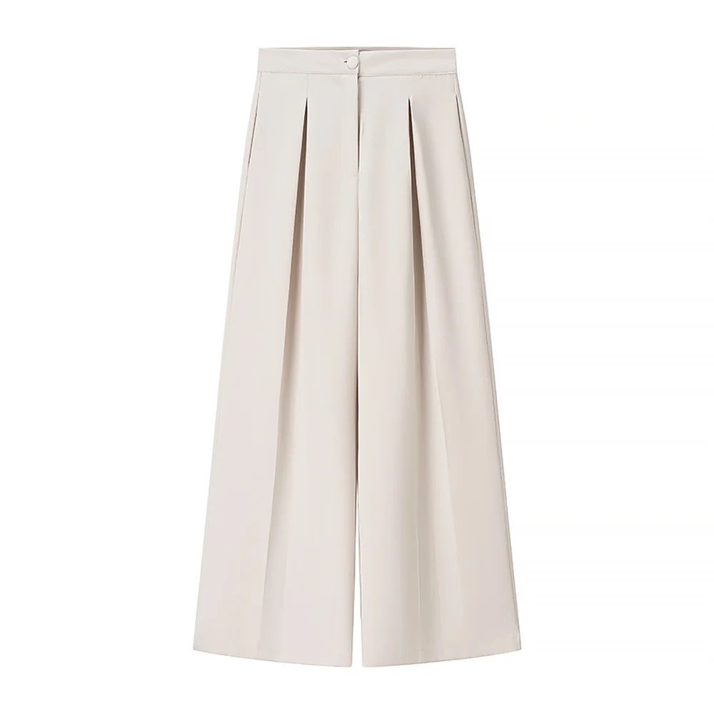 Women's French fashion solid color short jacket high waisted casual pants set
