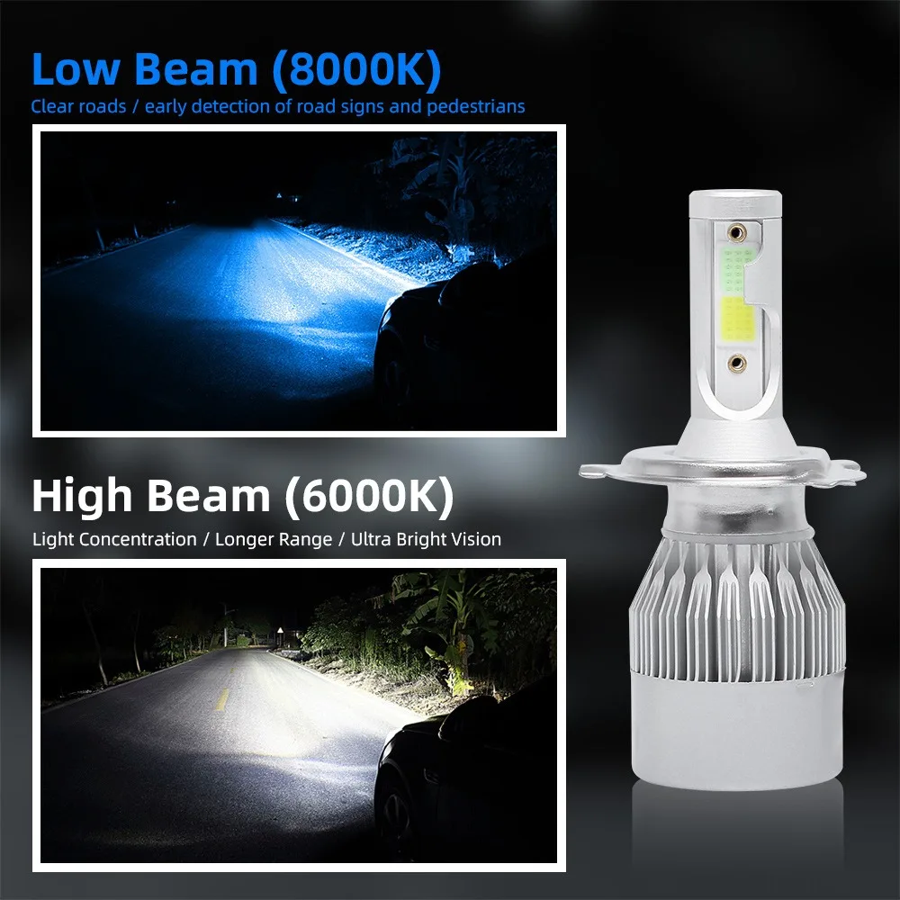 

Car Light Retrofit 9003 HB2 H4 LED Headlight Bulbs 12V 35W Dual Color 3000K 6000K 8000K Hi Lo Beam