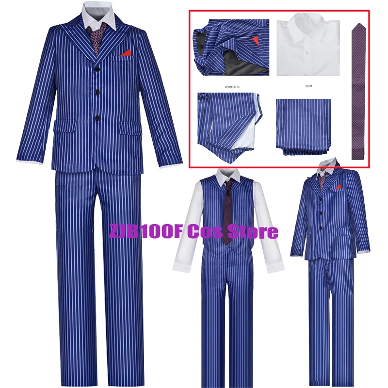 

Movie Poirot Cosplay Anime Robe Costume Uniform Detective Poirot Blue Coat Shirt Pants Suits Halloween Carnival Party Costum Men