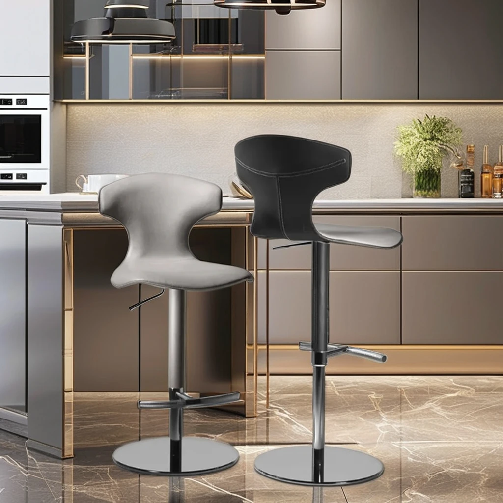PFC24338 Luxury Modern High Foot Rotating Leather Stools Stainless Steel Lift Bar Chair for KTV Home Kitchen Dining Application