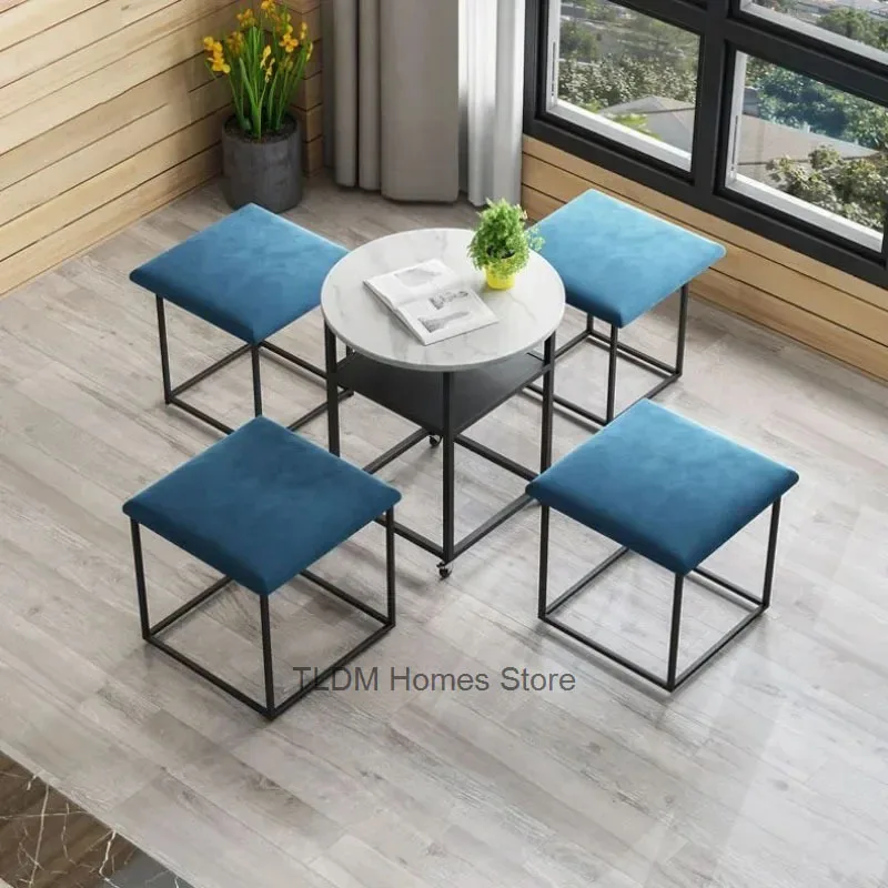 Modern 5 in 1 Sofa Stool Creative Living Room Furniture Home Rubik's Cube Combination Fold Stool Iron Storage Ottomans