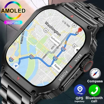 2024New GPS track rugged military smart watch for men AMOLED HD screen IP68 waterproof NFC Bluetooth call SmartWatch Android IOS