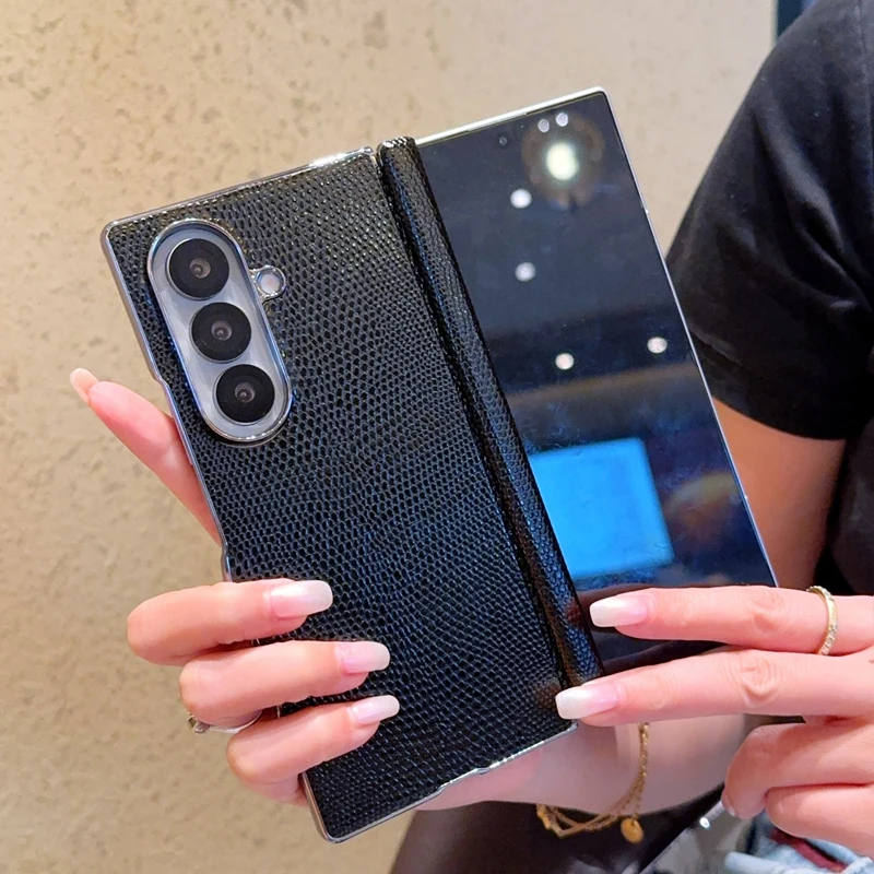 

Чехол для Samsung Galaxy Z Fold 7, роскошный чехол из искусственной кожи со средней петлей, защитный чехол для Samsung Z Fold 7, чехол