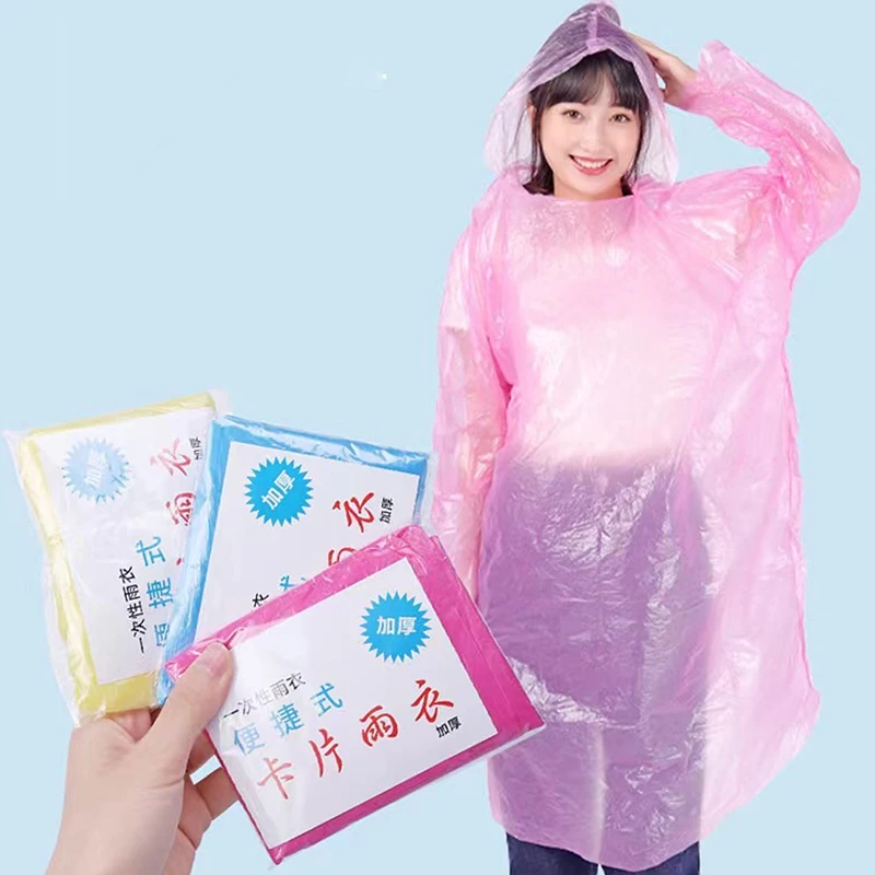 

Portable Raincoat Women Men Outdoor Rainwear Waterproof Disposable Camping Hiking Hooded Ponchos Rain Cover Travel Accessories