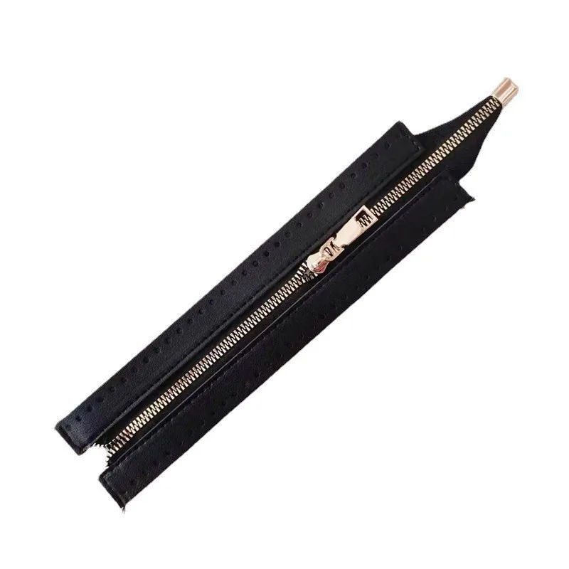 PU Leather Zipper Replaceable Sewing Metal Zipper For Woven Handbag Clothing Pocket DIY Handcraft Bag Accessories 24cmx5.5cm