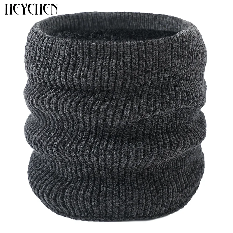 Unisex Knitted Warm Chenille Scarf Winter Autumn Ring Women Bandana Solid Scarf Fleece Men Headband Neck Scarf Shawl