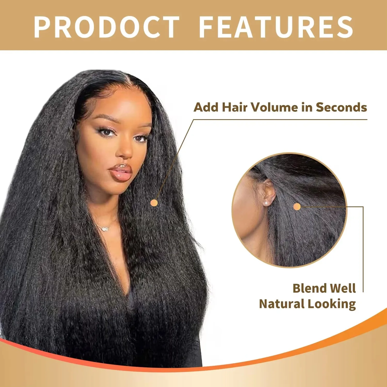 7PCS Kinky Straight Clip in Hair Extensions for Black Women Synthetic Yaki Straight with 16 Clips for Daily Wear