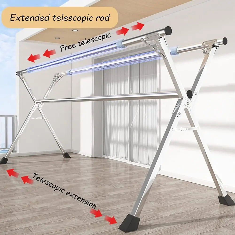 Adjustable Stainless Steel Folding Laundry Drying Rack with Wheels for Indoor and Outdoor Use