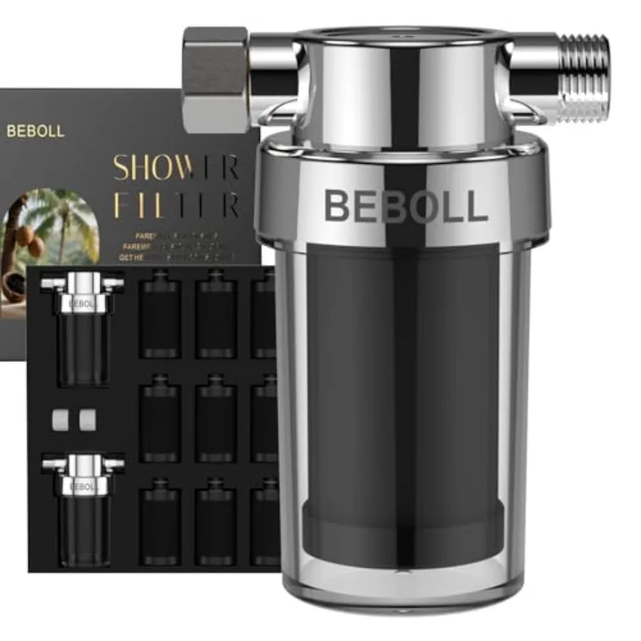 2-Pack Shower Filters with 11 Replacement Cartridges - Coconut Shell Carbon Filter Removes Chlorine Heavy Metals Universal Show