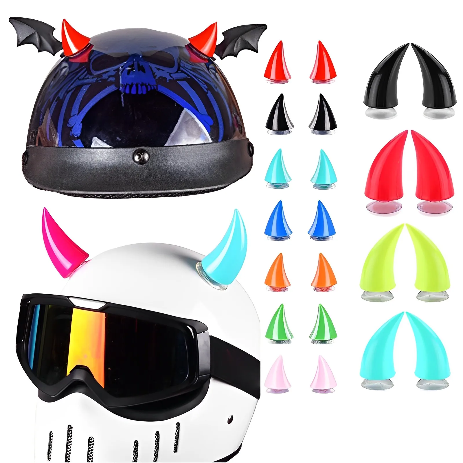 Colorful Motorcycle Helmet Devil Horns Electric Bike Car Styling Decoration Helmets Stickers Long Short Parts Accessories