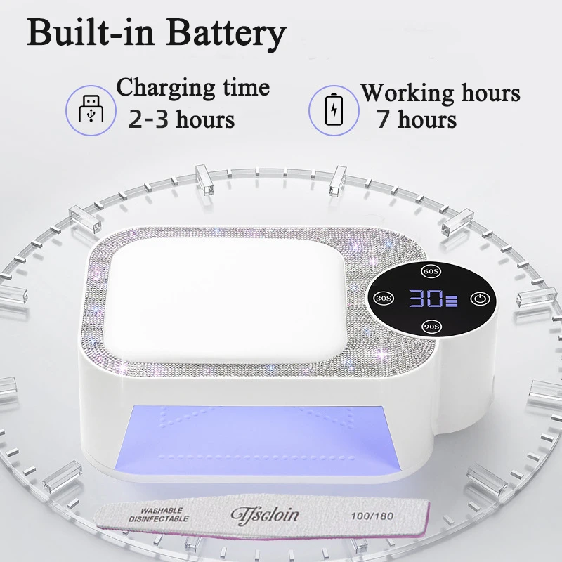 مجفف مصباح الأظافر القابل لإعادة الشحن لعلاج جميع طلاء الأظافر الجل وأضواء الأظافر القوية مع وسادة اليد أداة صالون مانيكير وباديكير