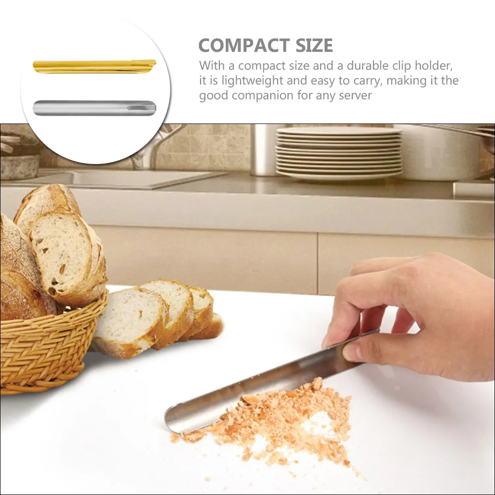 

2pcs Stainless Steel Bread Scraper Food Crumb Collector Lightweight Restaurant Cleaning Tool With Fixed Clip Handle For