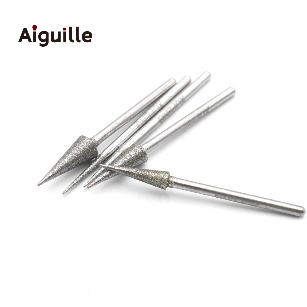 Alta qualidade 2.35mm 10 pçs 150 # diamante moagem bits guarda-chuva diamante ponto de perfuração diamante moagem rebarba polimento bits