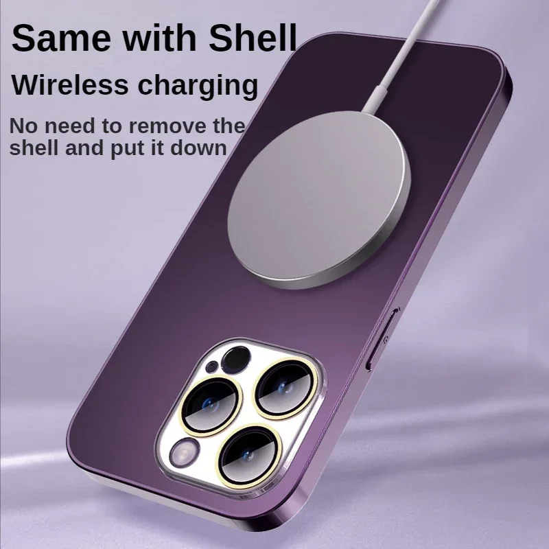 Luxury AG Frosted Galss Magnetic Wireless Charging Case For Iphone14 13 12 11 Pro Max Full lens protection Cover Free shipping