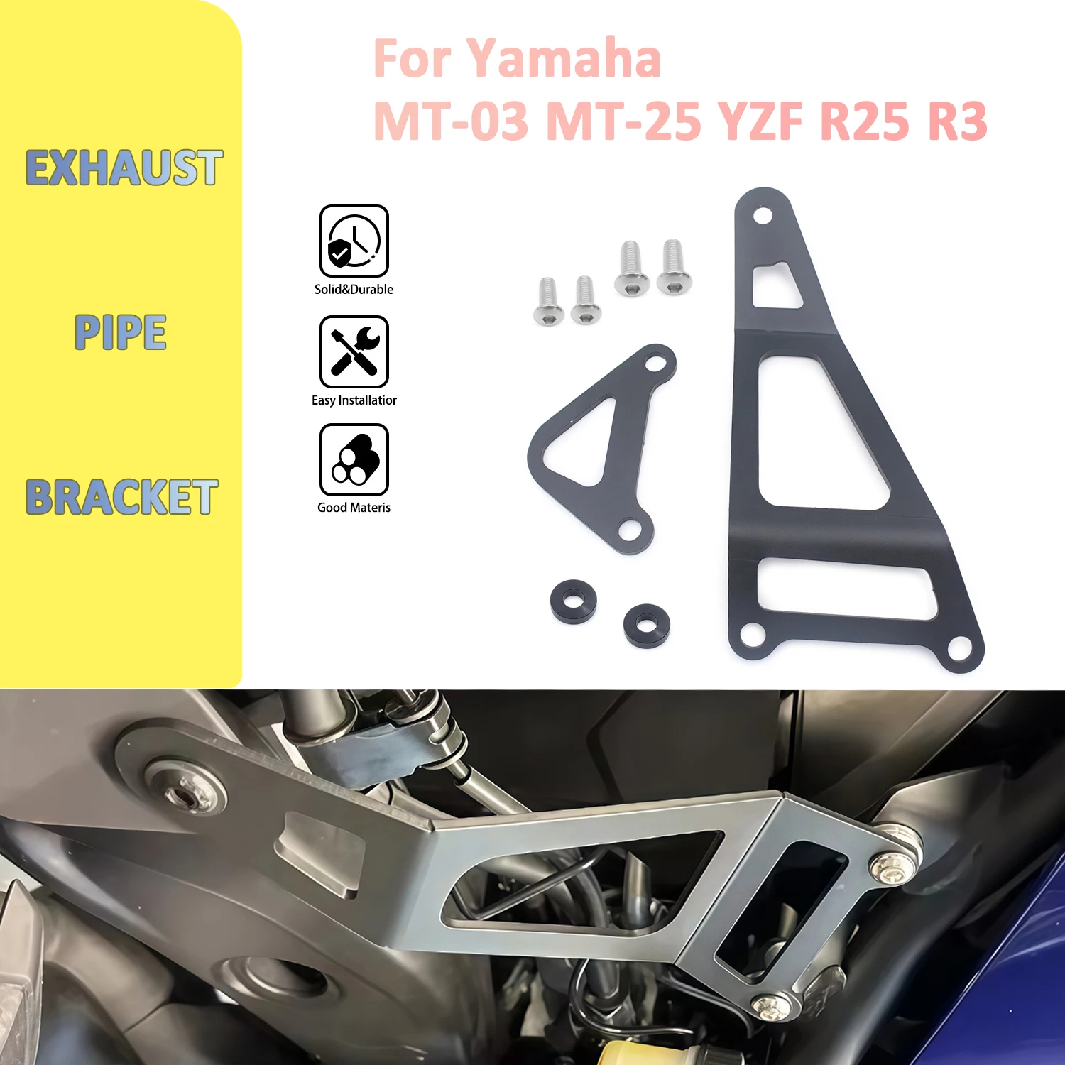 

For Yamaha YZF R3 YZF R25 MT03 MT-03 MT25 MT-25 Rear Footrest Plate Bracket Motorcycle Accessories Exhaust Hanger Holder Support