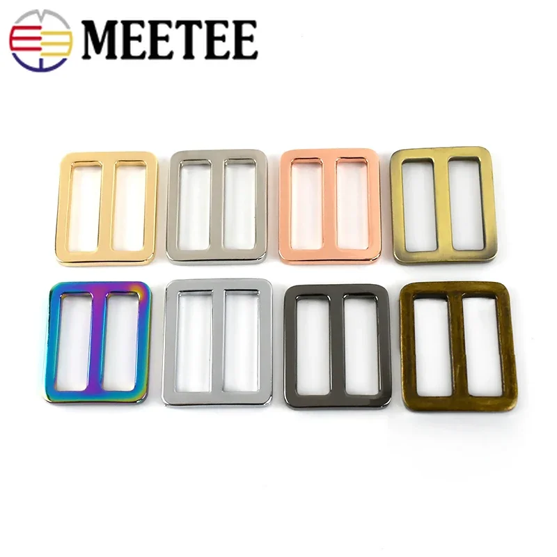 20Pcs Meetee 16-50mm Metal Buckles Slider Tri-Gilde Adjuster Bags Strap Webbing Ring Clasp DIY Clothes Leather Craft Accessories