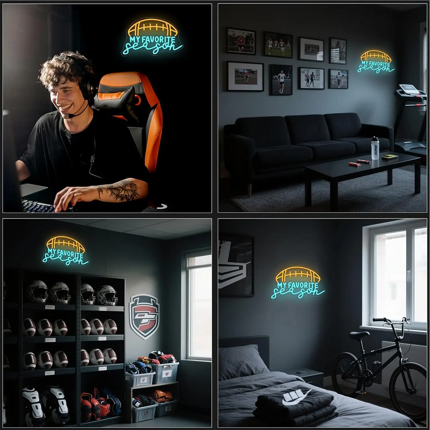 

LED Neon Sign for Wall Decor, My Favorite Season Football Neon Light, USB Powered Dimmable, 5V/2A, 16.5"x10.2" for Home, Party,